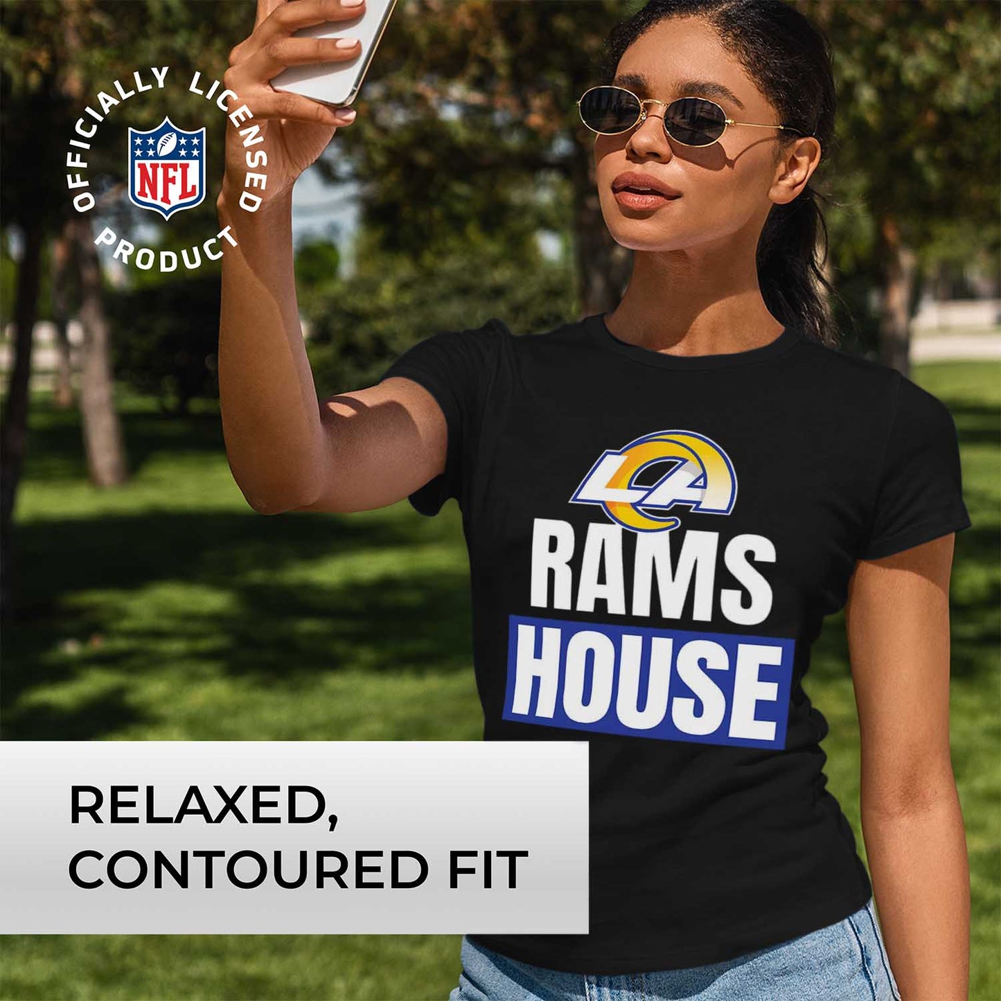 Los Angeles Rams NFL Womens Plus Size Team Slogan Short Sleeve T-Shirt - Black