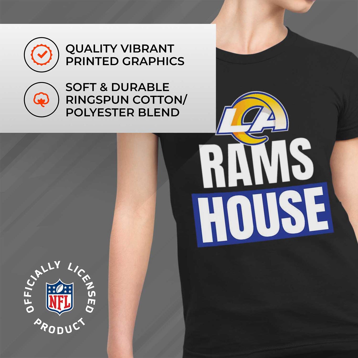 Los Angeles Rams NFL Womens Plus Size Team Slogan Short Sleeve T-Shirt - Black