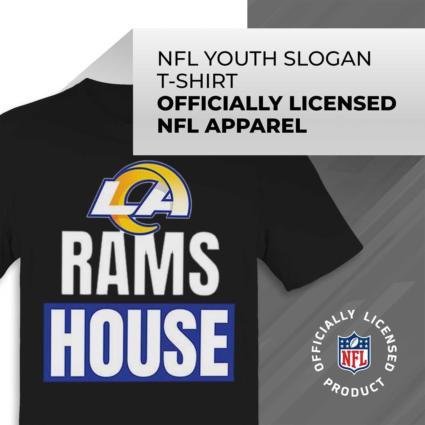 Los Angeles Rams NFL Youth Team Slogan Short Sleeve Lightweight T Shirt - Black