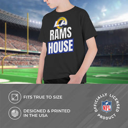 Los Angeles Rams NFL Youth Team Slogan Short Sleeve Lightweight T Shirt - Black