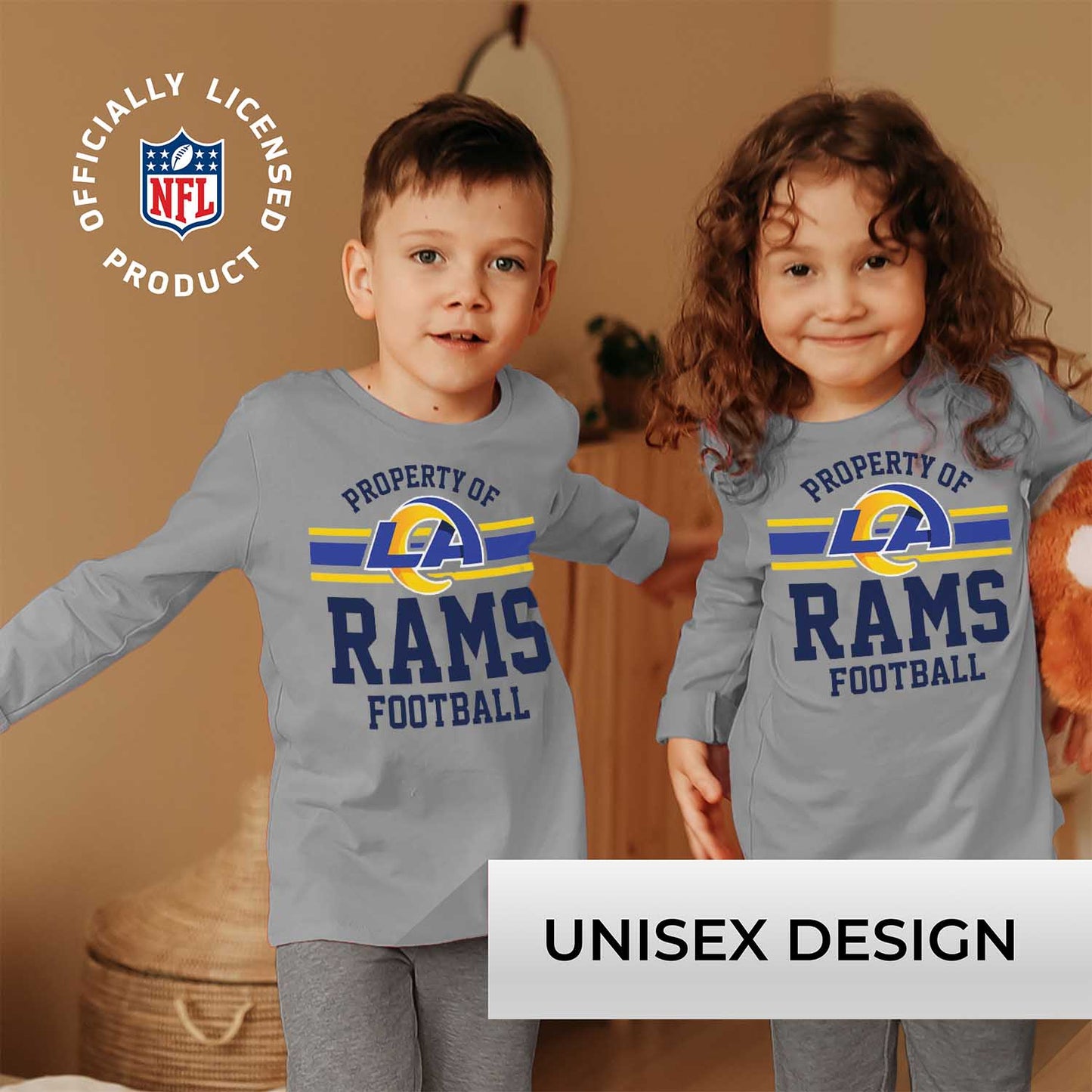 Los Angeles Rams NFL Youth Property Of Crew Sweatshirt - Sport Gray