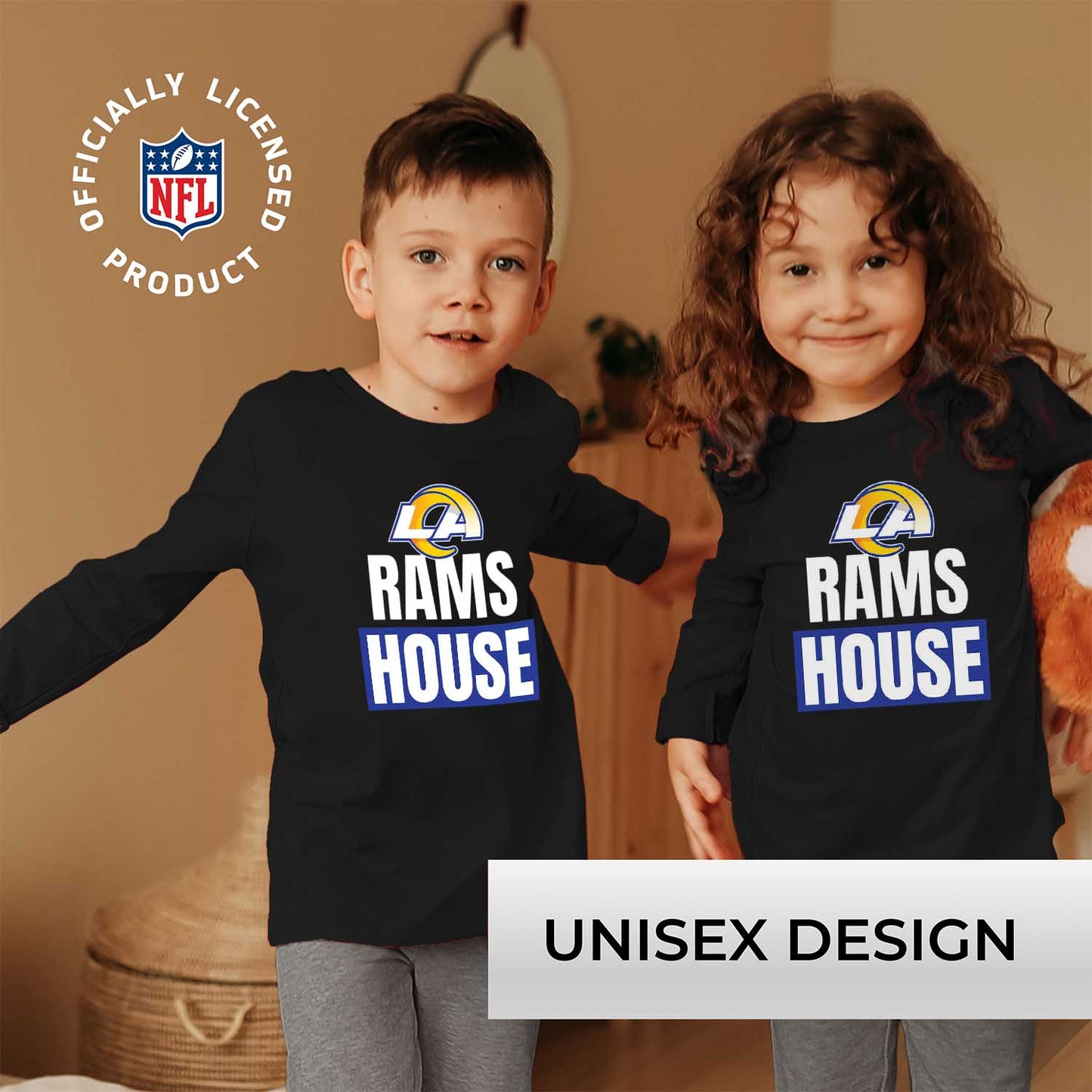 Los Angeles Rams NFL Youth Team Slogan crewneck Sweatshirt - Black