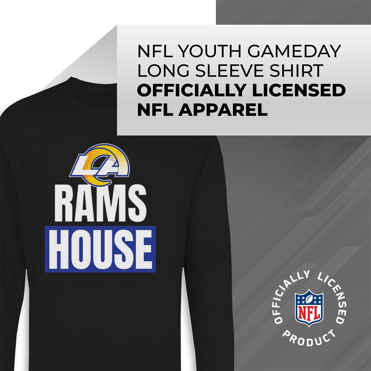 Los Angeles Rams NFL Youth Team Slogan crewneck Sweatshirt - Black