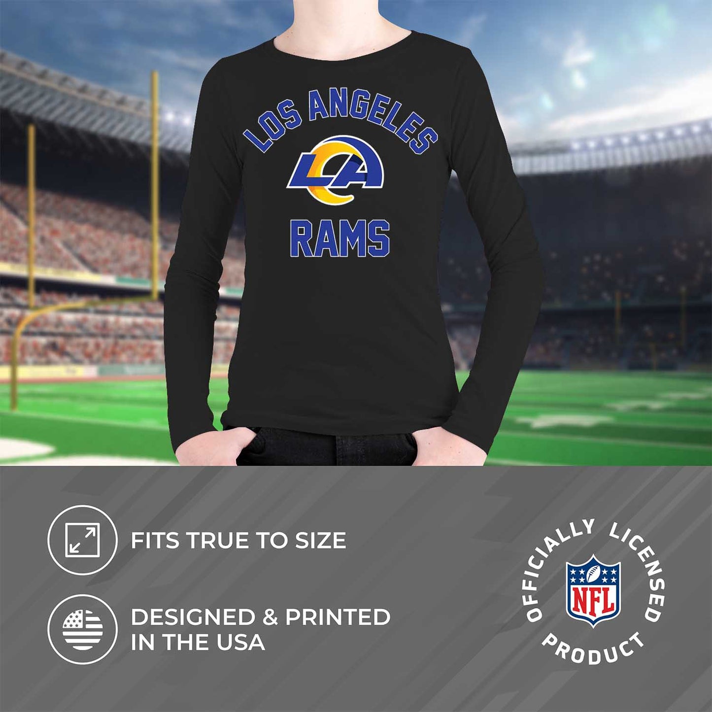 Los Angeles Rams NFL Gameday Youth Football Long Sleeve Shirt - Black
