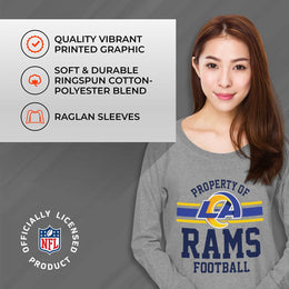 Los Angeles Rams NFL Womens Plus Size Property of Lightweight Crew Neck - Sport Gray