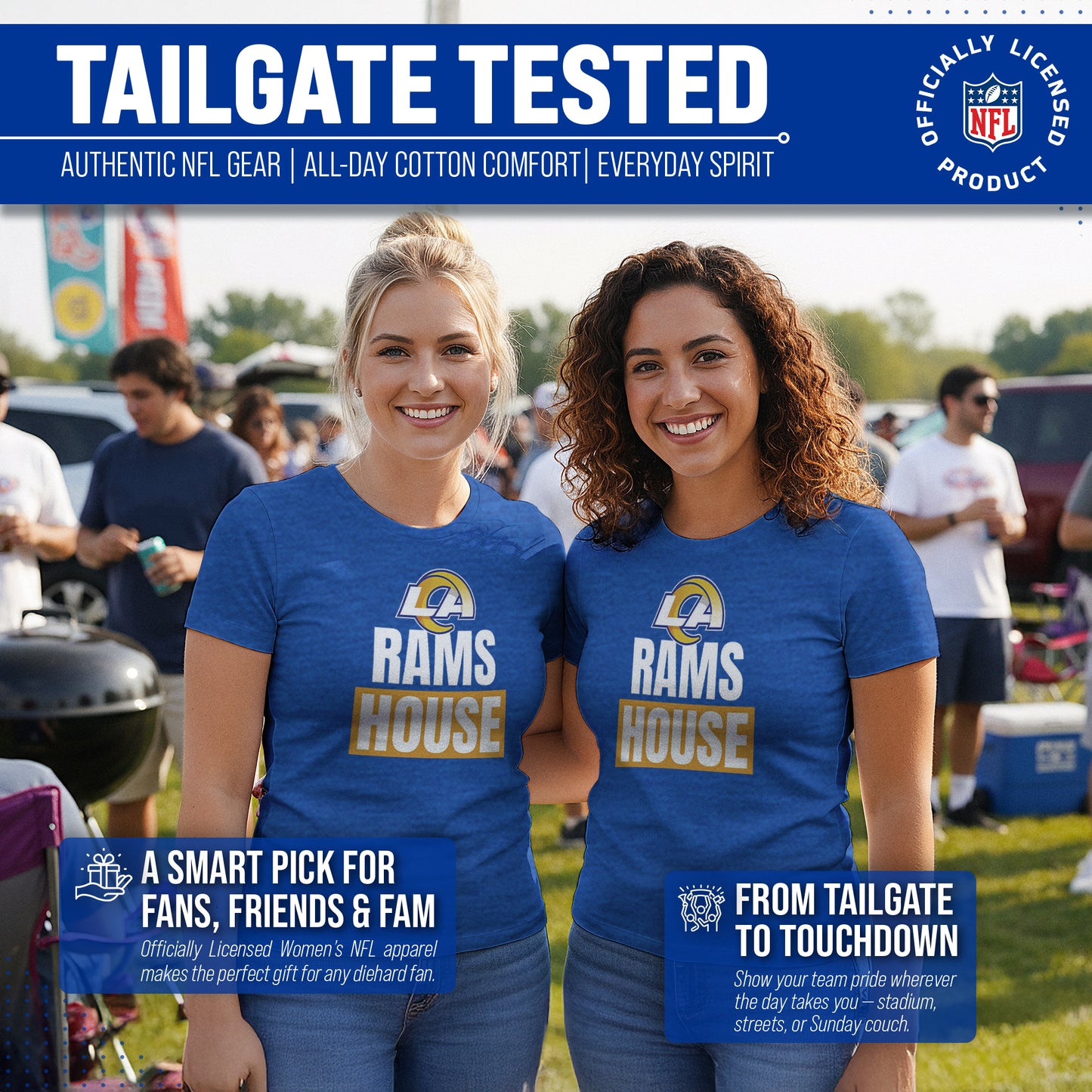 Los Angeles Rams NFL Womens Team Slogan Short Sleeve Tshirt - Royal