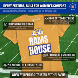 Los Angeles Rams NFL Womens Team Slogan Short Sleeve Tshirt - Gold