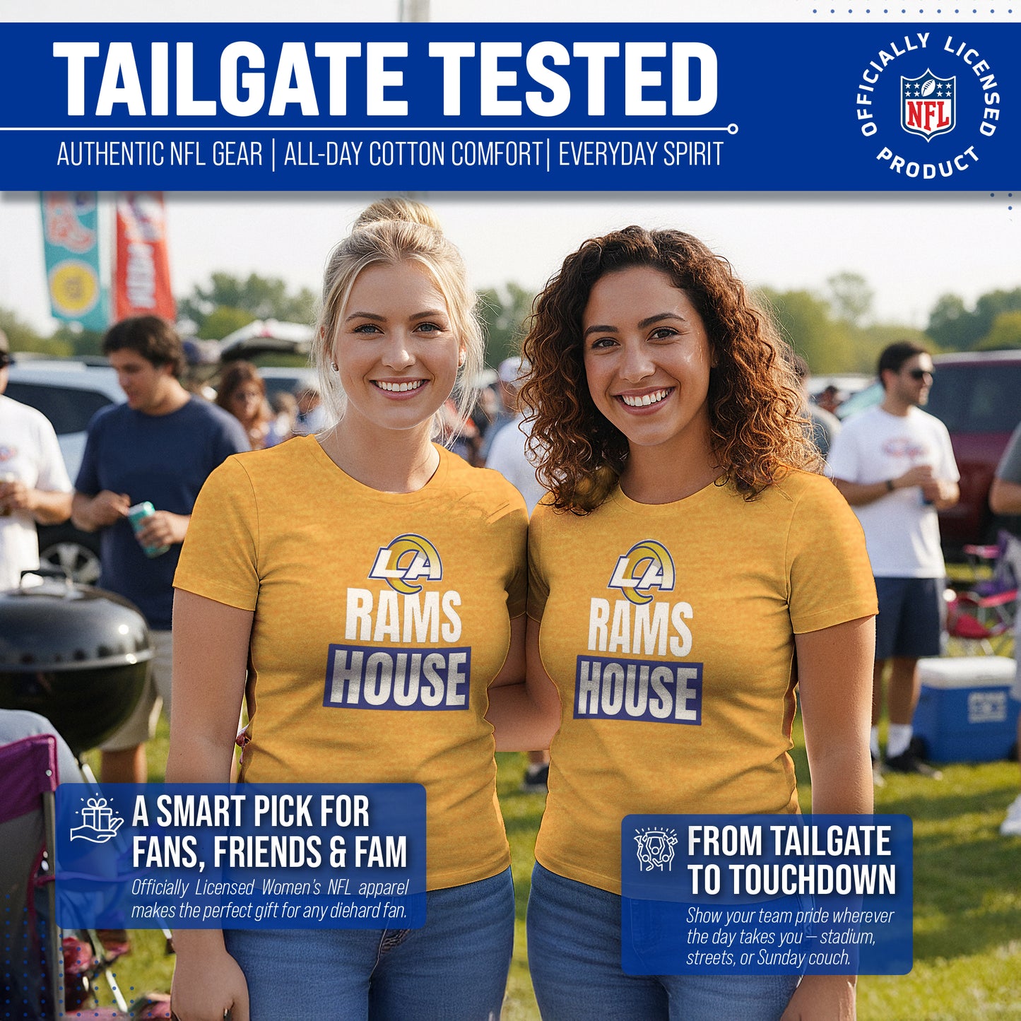 Los Angeles Rams NFL Womens Team Slogan Short Sleeve Tshirt - Gold