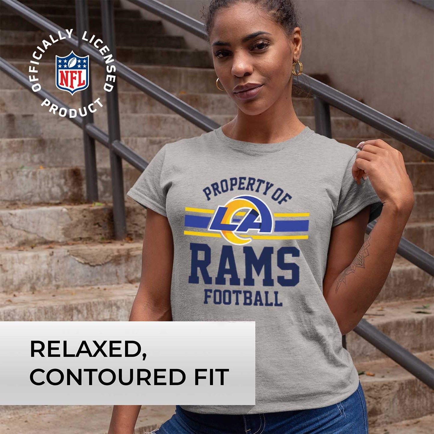 Los Angeles Rams NFL Women's Property Of Lightweight Plus Size T-Shirt - Sport Gray