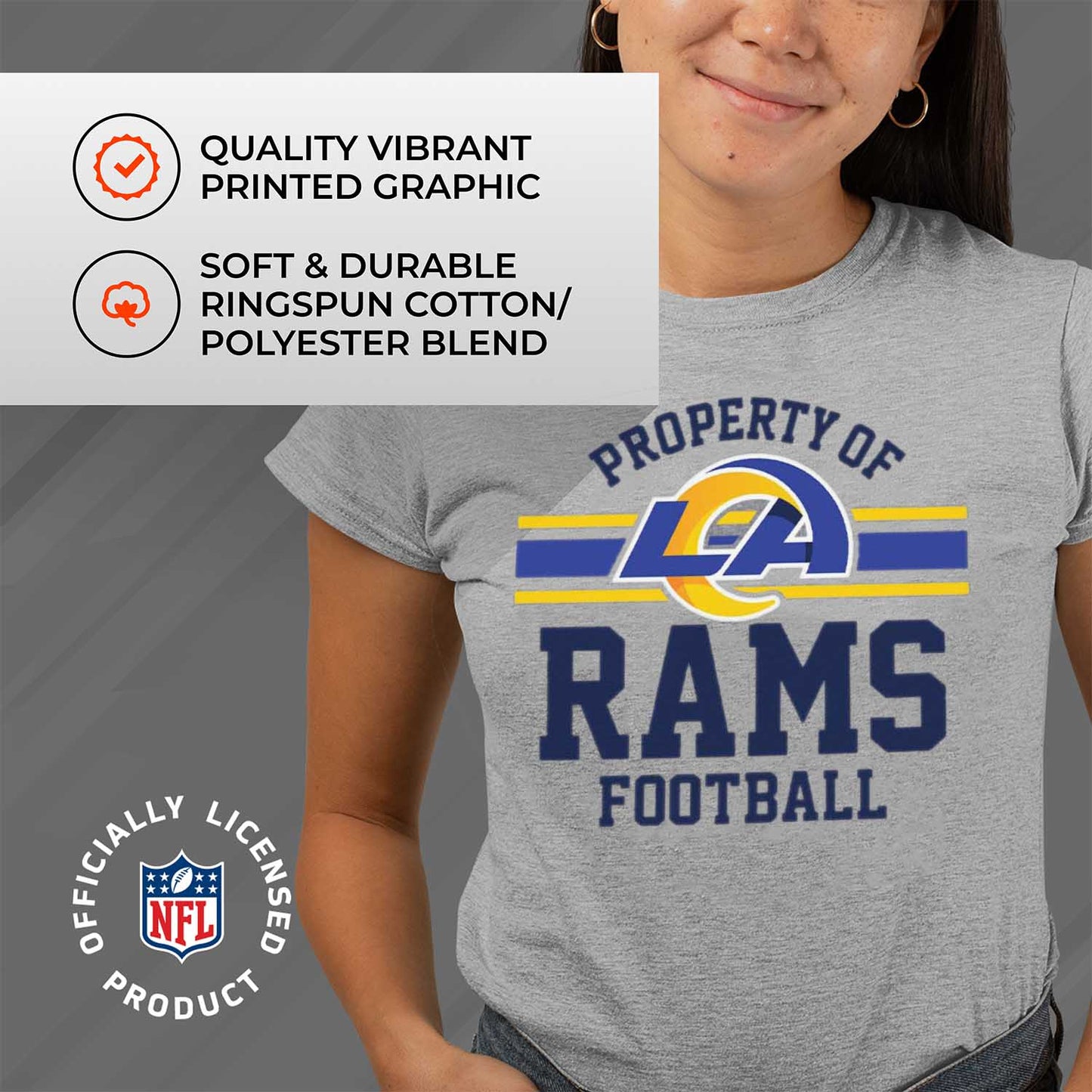 Los Angeles Rams NFL Women's Property Of Lightweight Plus Size T-Shirt - Sport Gray
