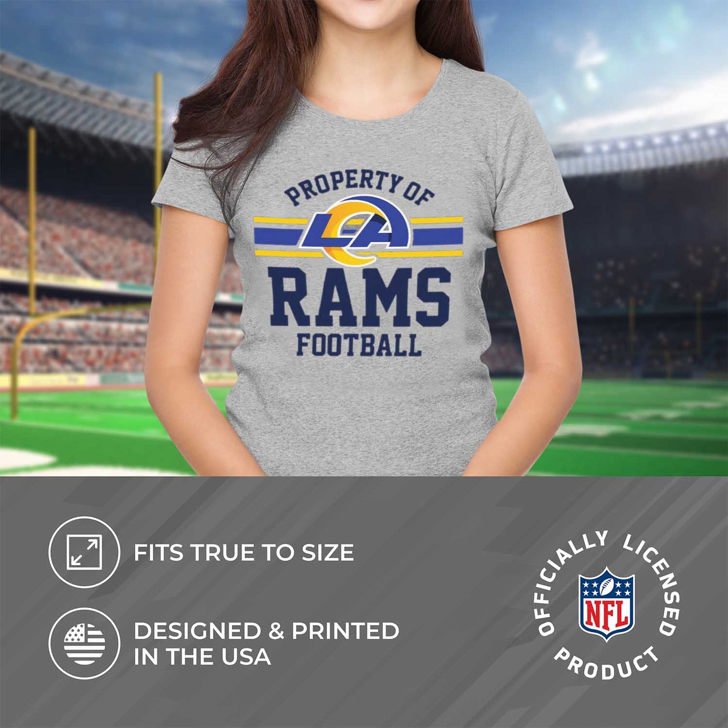 Los Angeles Rams NFL Women's Property Of Lightweight Plus Size T-Shirt - Sport Gray