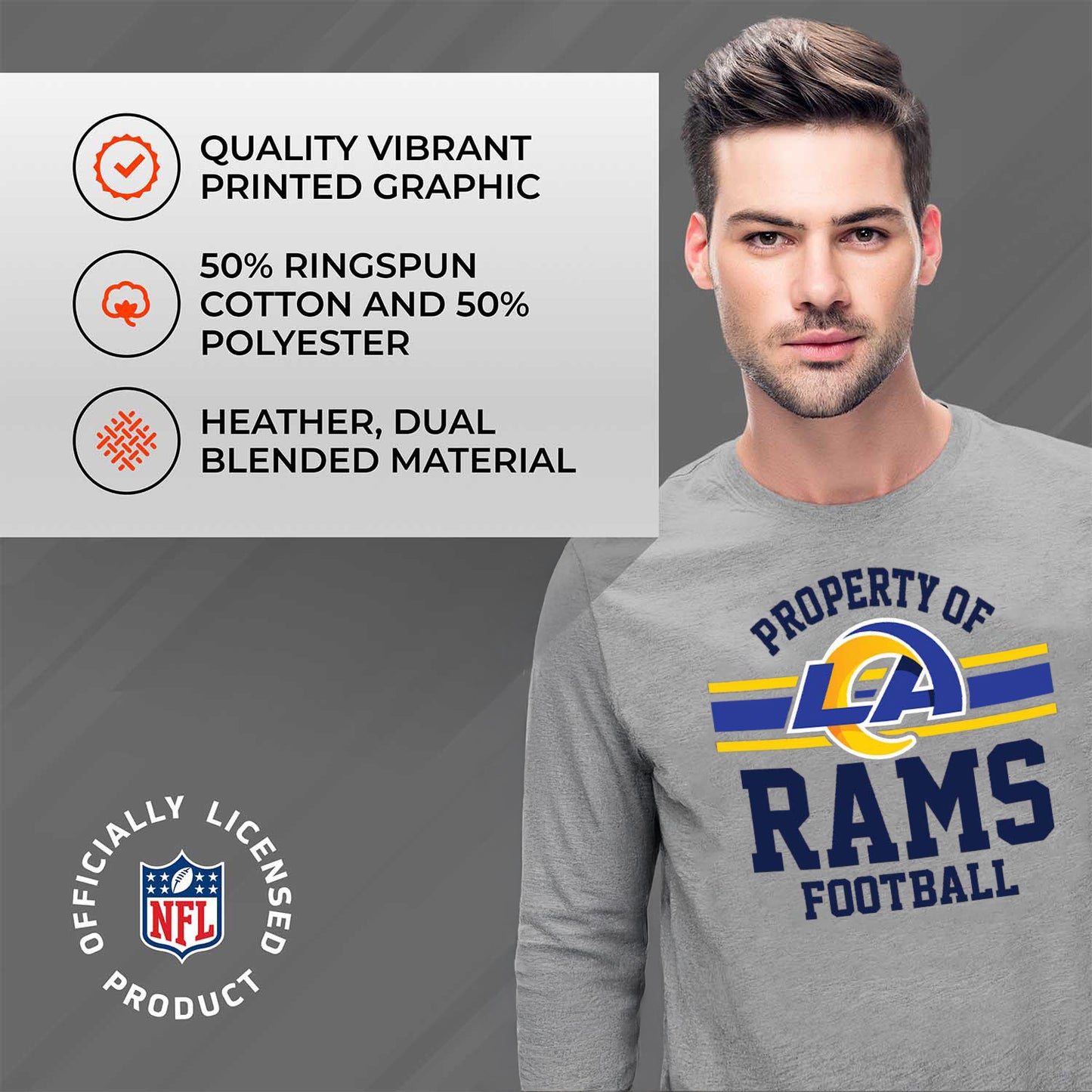 Los Angeles Rams NFL Adult Property Of Long SleeveT Shirt - Sport Gray