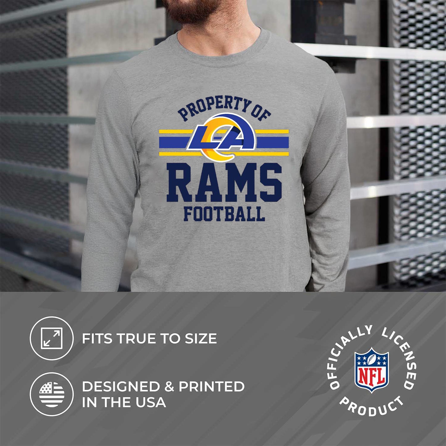 Los Angeles Rams NFL Adult Property Of Long SleeveT Shirt - Sport Gray