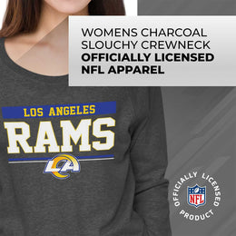 Los Angeles Rams NFL Womens Team Block French Terry Slouchy Top - Charcoal