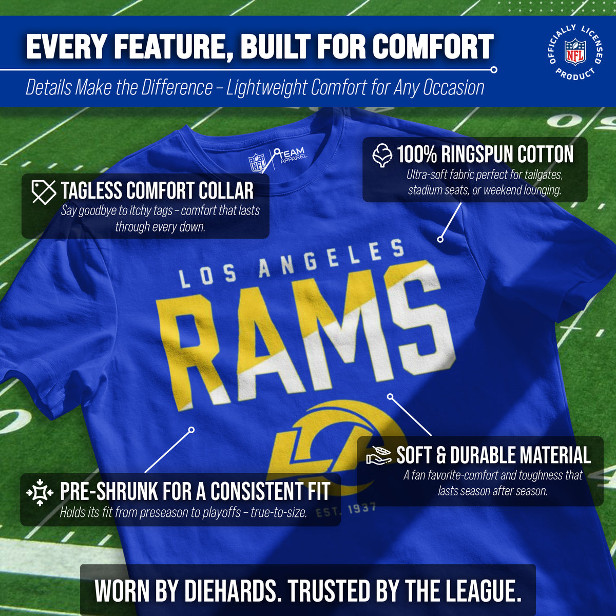 Los Angeles Rams NFL Color Block Tee - Royal