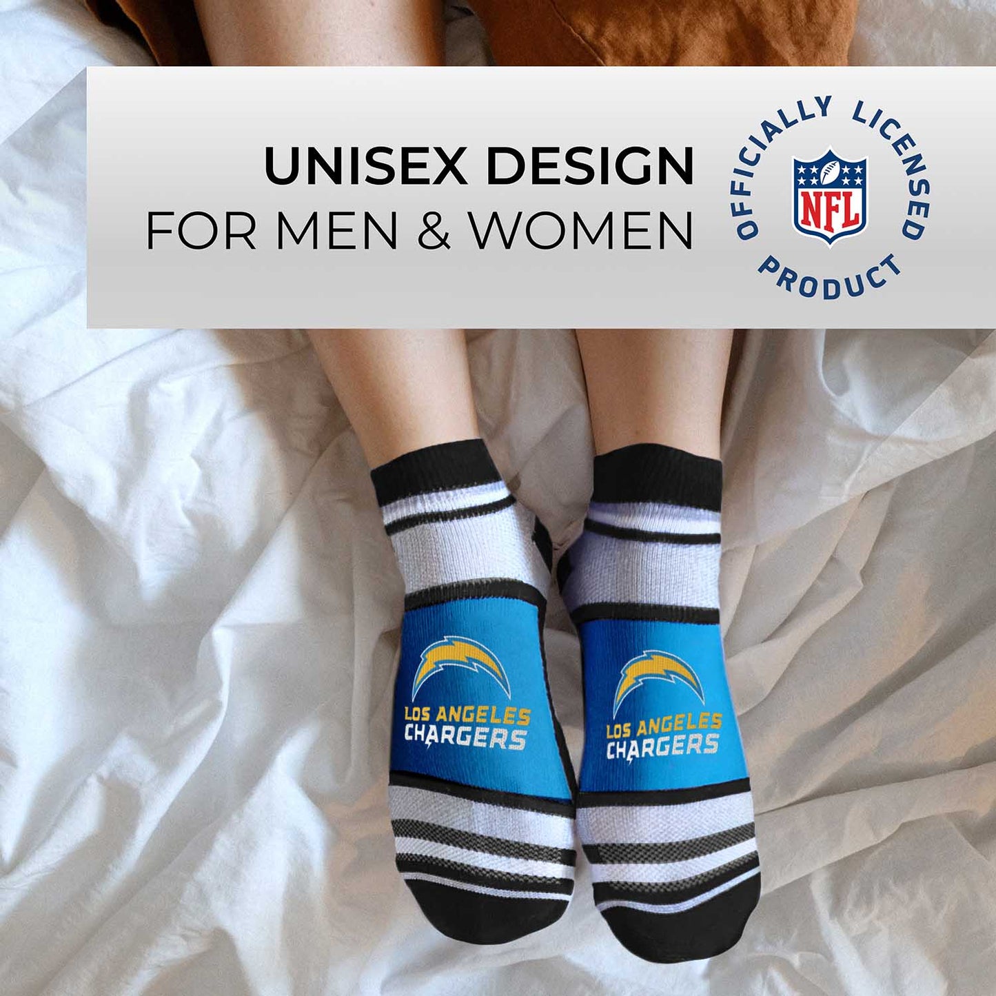 Los Angeles Chargers Adult Marquis Addition No Show Socks - Blue