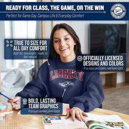Liberty Flames Adult Arch & Logo Soft Style Gameday Crewneck Sweatshirt - Navy