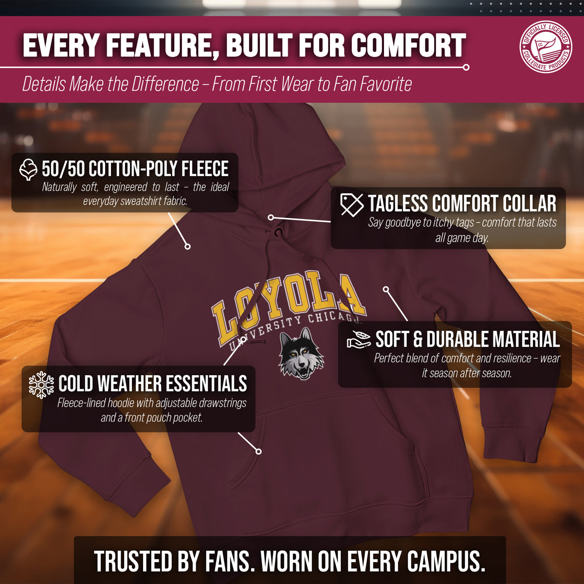 LOYC Arch & Logo Gameday Hoodie - Maroon