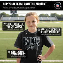 Las Vegas Raiders NFL Youth Overtime Blueprint Football T-Shirt Unisex Tag Free Comfortable - Black