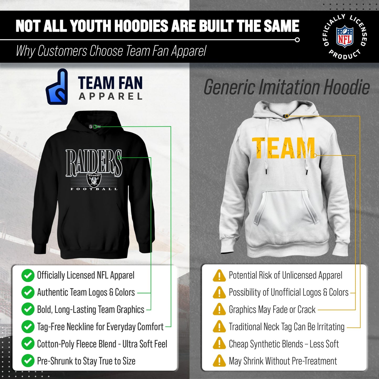 Las Vegas Raiders NFL Youth Overtime Blueprint Football Fleece Hooded Sweatshirt - Black
