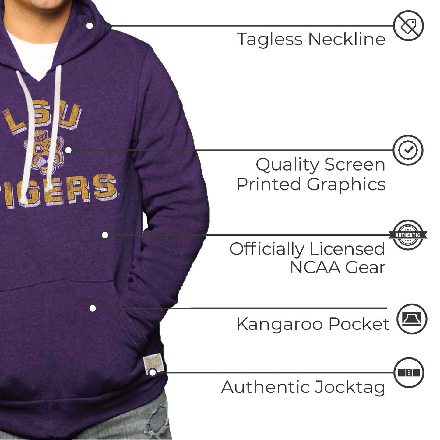 LSU Tigers Adult University Hoodie - Purple