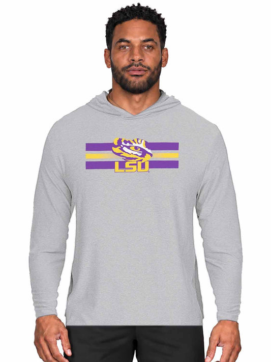 LSU Tigers  Scholarship Cloud Jersey Hooded Long Sleeve Pullover - Gray Heather