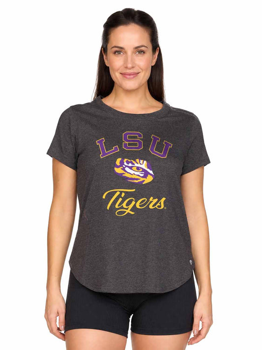 LSU Tigers  Women's NCAA Tailgate Heathered Tee - Black Heather
