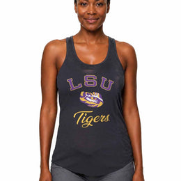 LSU Tigers  Tailgate Racerback Tank Top NCAA Women's Licensed - Black Heather