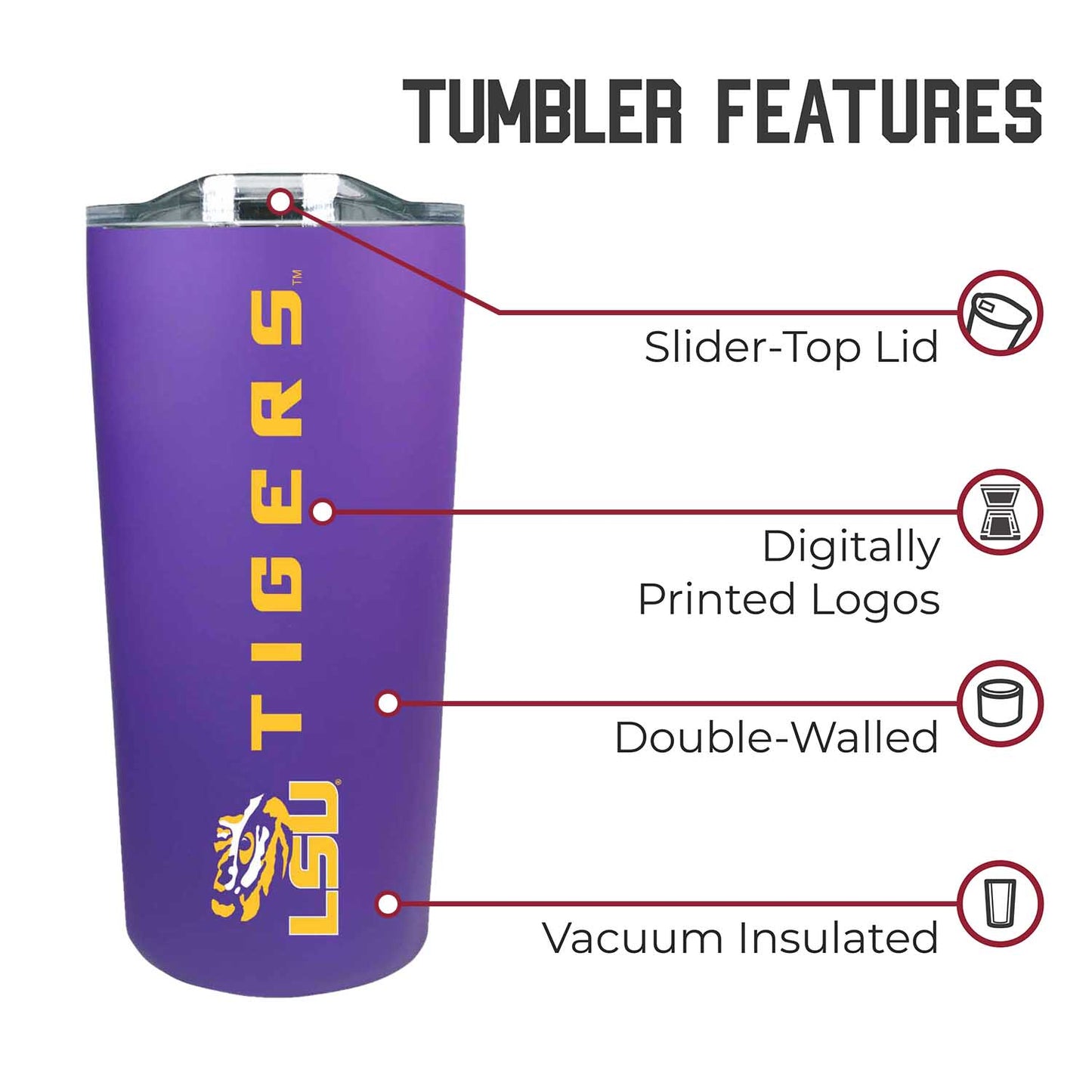 LSU Tigers Campus Colors  NCAA Tumbler - Purple