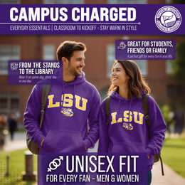 LSU Tigers NCAA Adult Tackle Twill Hooded Sweatshirt - Purple