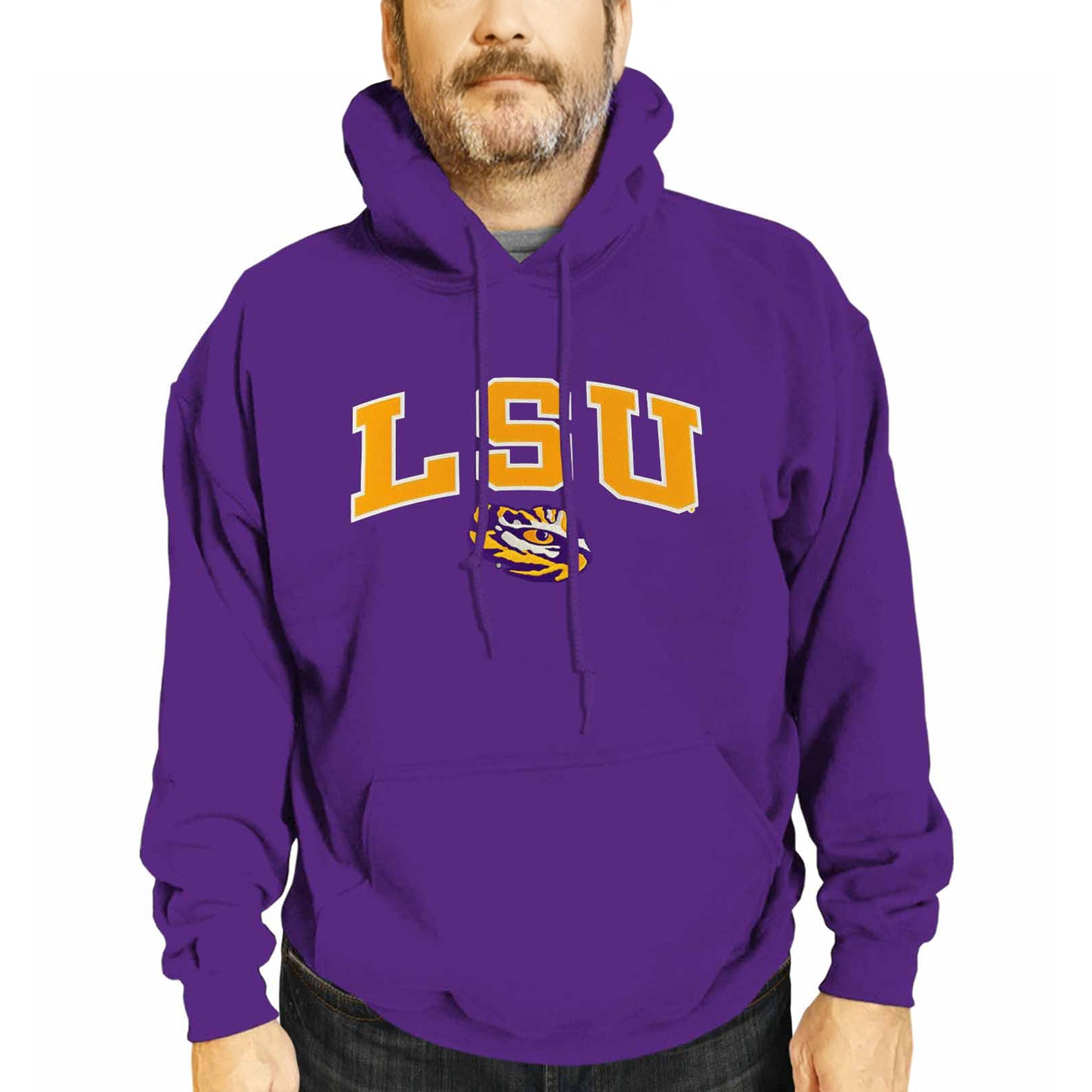 LSU Tigers NCAA Adult Tackle Twill Hooded Sweatshirt - Purple
