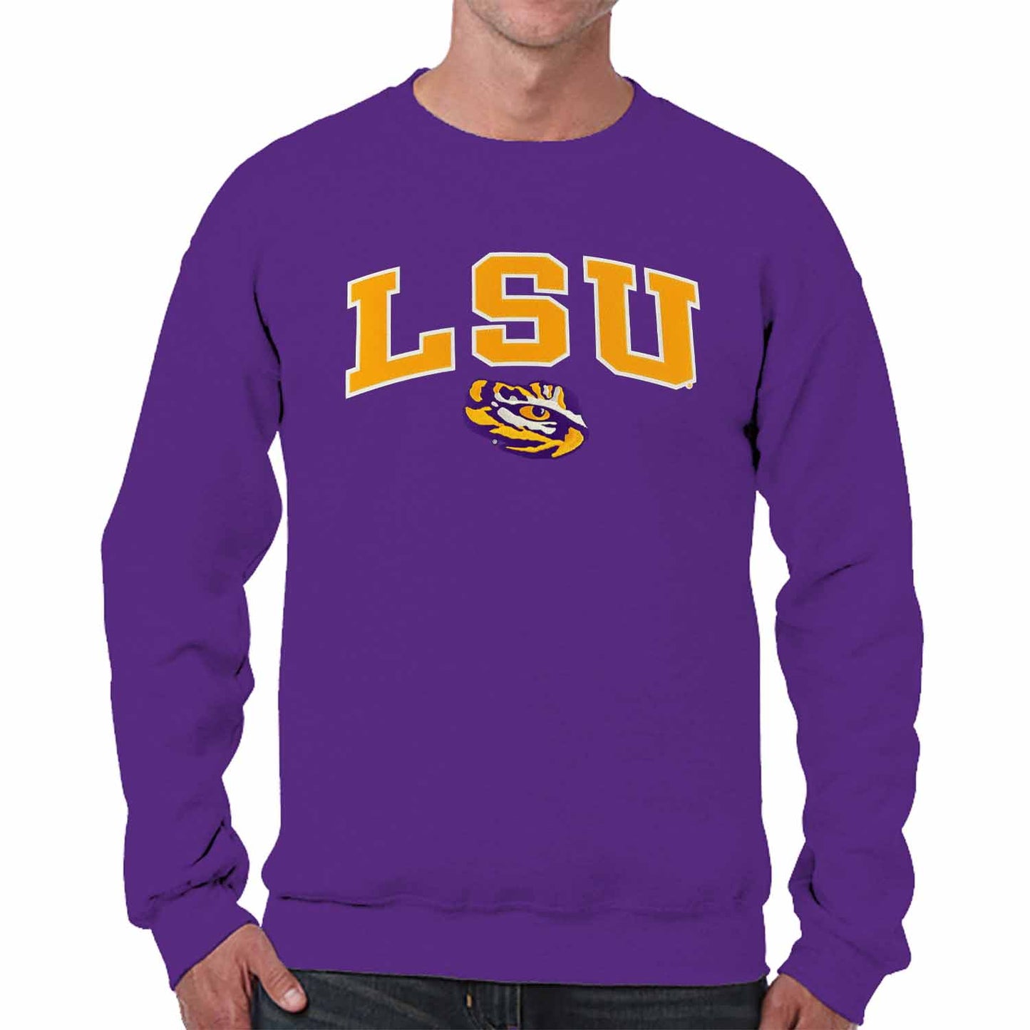 LSU Tigers Adult Tackle Twill Crewneck - Purple