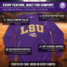 LSU Tigers Adult Tackle Twill Crewneck - Purple