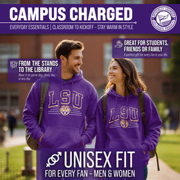 LSU Tigers NCAA Adult Unisex Overtime Classics Hooded Fleece Sweatshirt - Purple