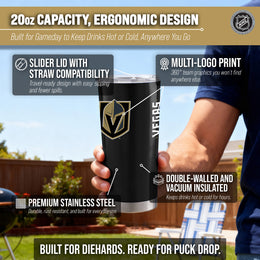 Las Vegas Golden Knights NHL Hockey 20oz Stainless Steel Vacuum Insulated Game Day Tumbler with Silicone Grip - Black