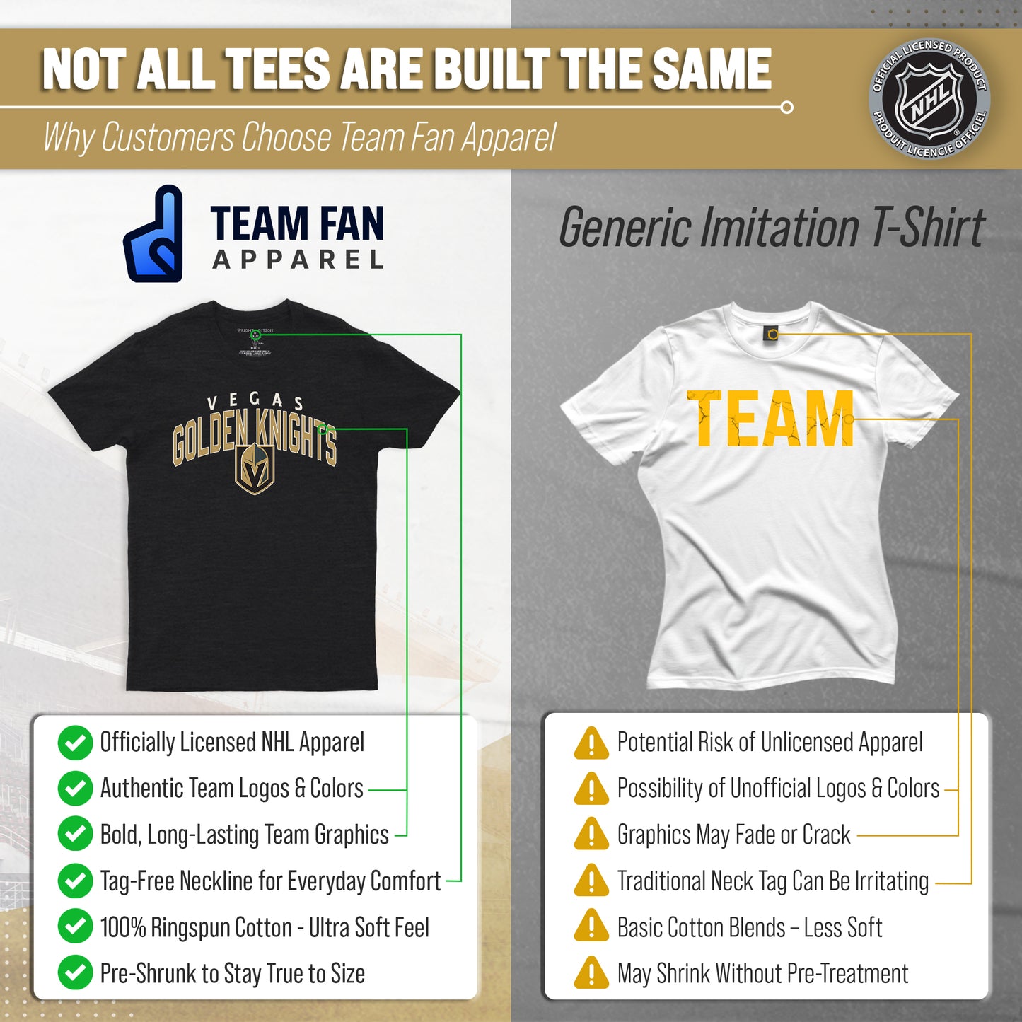 Las Vegas Golden Knights NHL Adult Powerplay Heathered Unisex T-Shirt - Black Heather