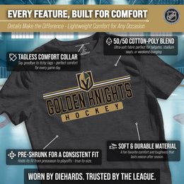 Las Vegas Golden Knights Adult NHL Heather Charcoal True Fan Hockey T-Shirt - Charcoal