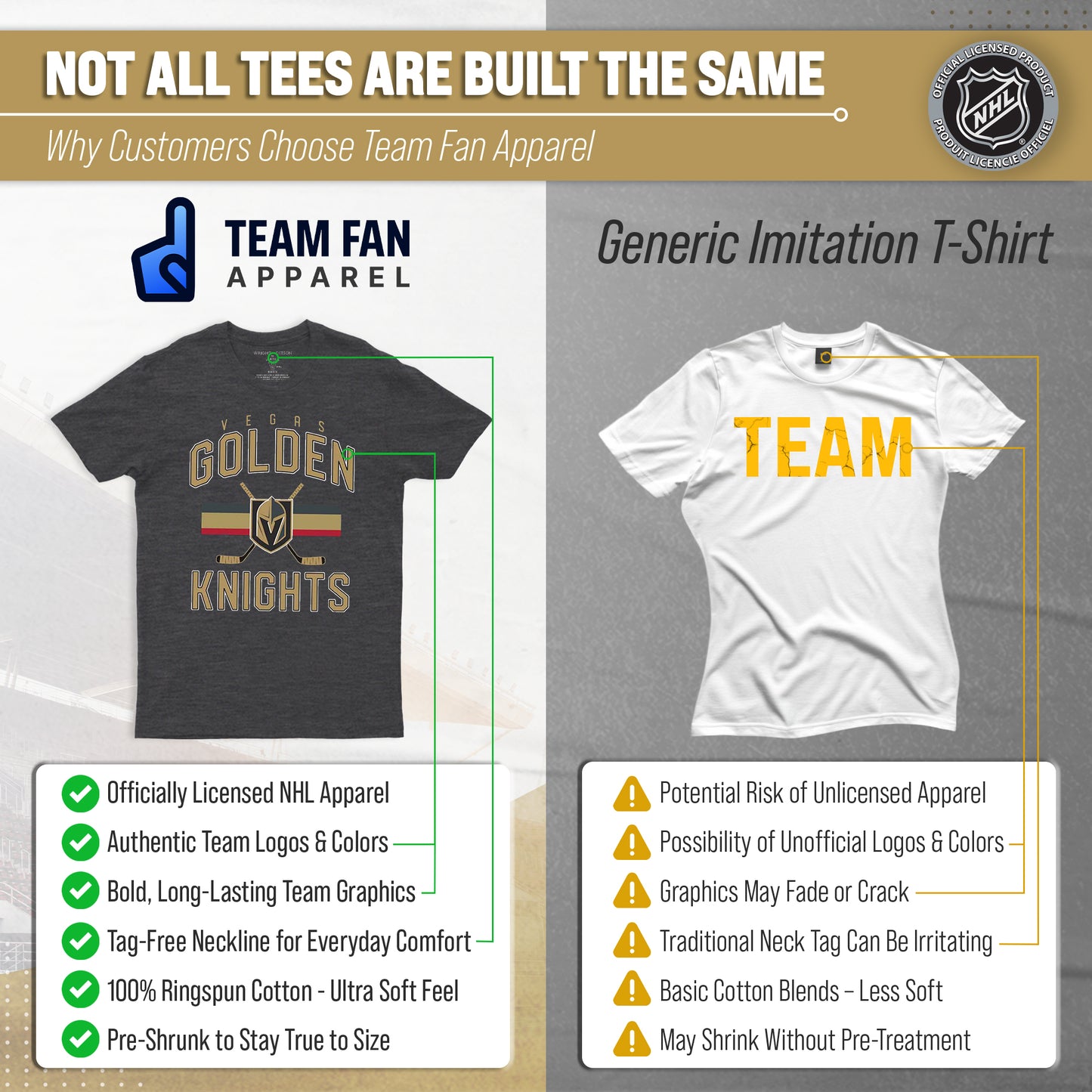 Las Vegas Golden Knights NHL Adult Faceoff Tag-Less T-Shirt - Black