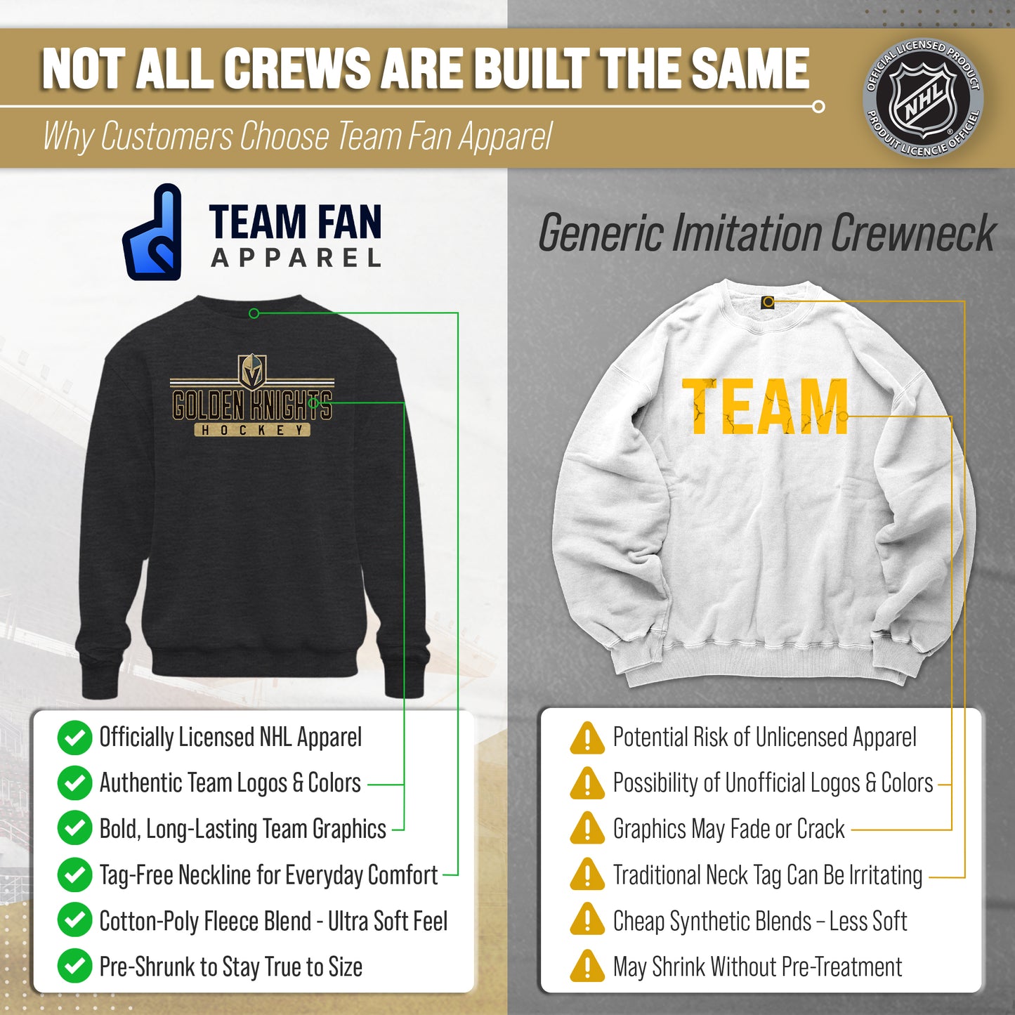 Las Vegas Golden Knights NHL Charcoal True Fan Crewneck Sweatshirt - Charcoal