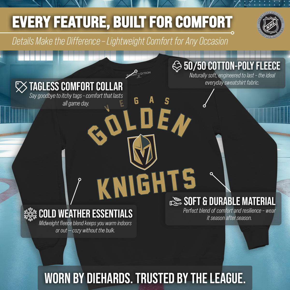 NFL Gameday Crewneck Sweatshirt, Cotton Fleece Pullover Men Women