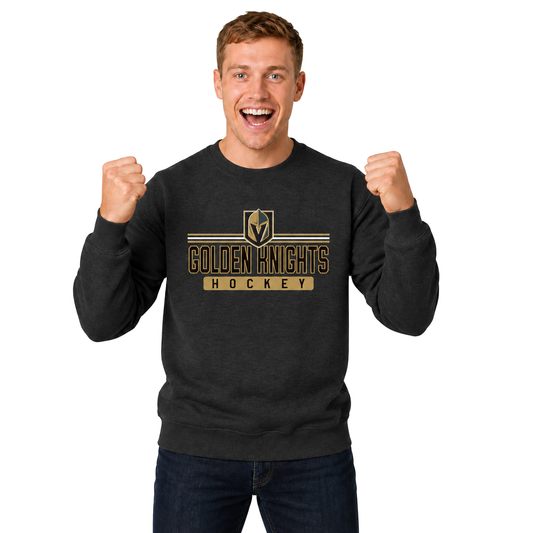 Las Vegas Golden Knights Vegas Golden Knights NHL True Fan Fleece Crewneck Sweatshirt Men Women - Charcoal