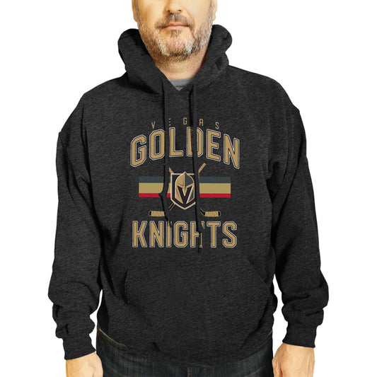 Las Vegas Golden Knights Adult NHL Faceoff Hockey Fleece Hooded Sweatshirt- Jersey Stripe - Black