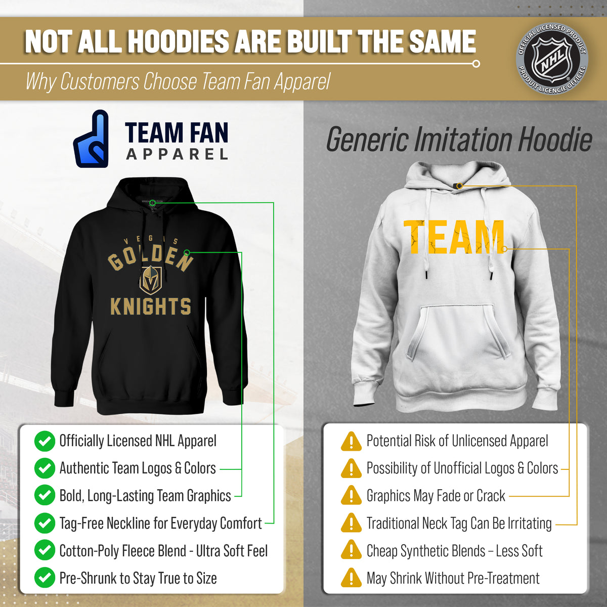 Vegas Golden Knights Hoodie Pullover Sweatshirt - Black