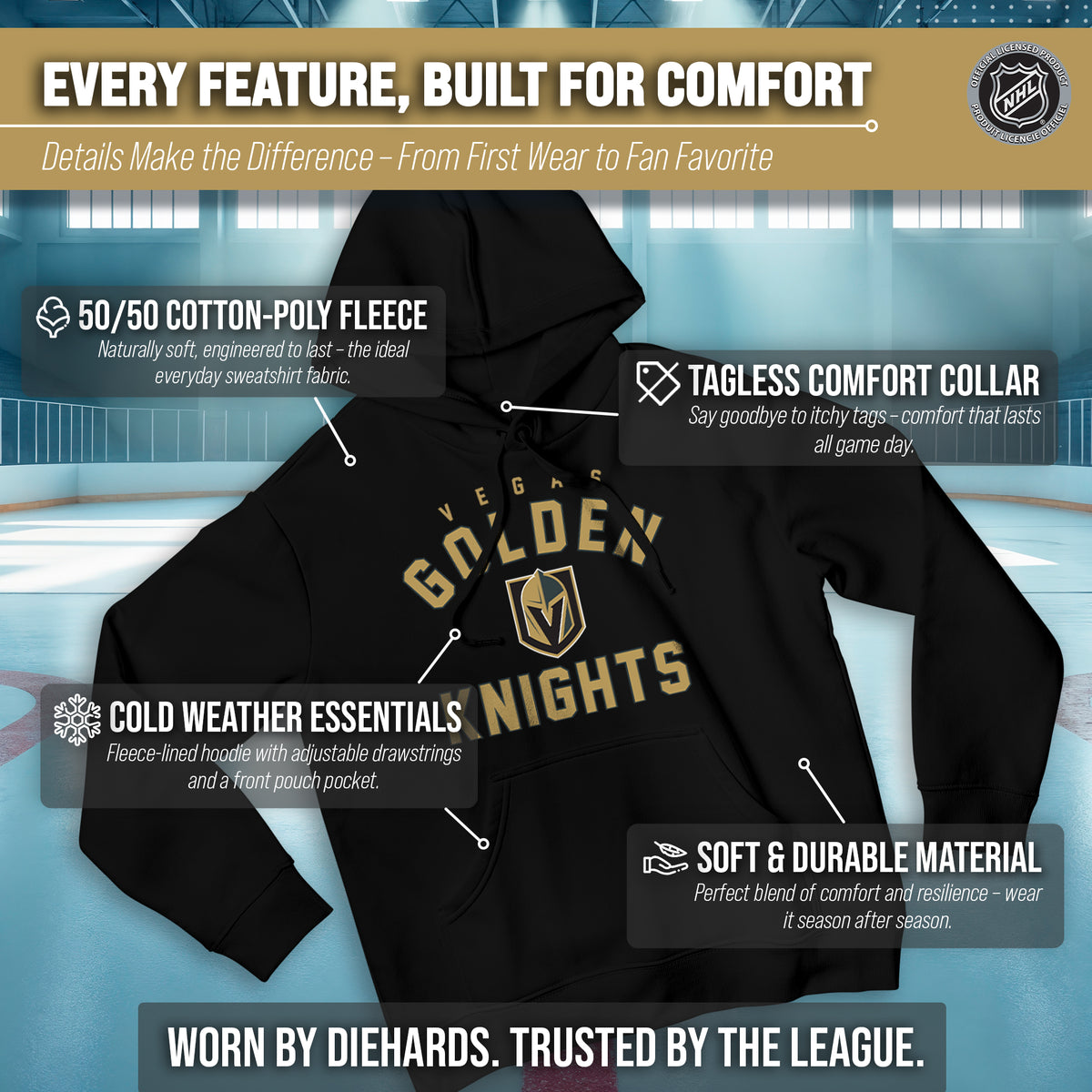 Vegas Golden Knights Hoodie Pullover Sweatshirt - Black
