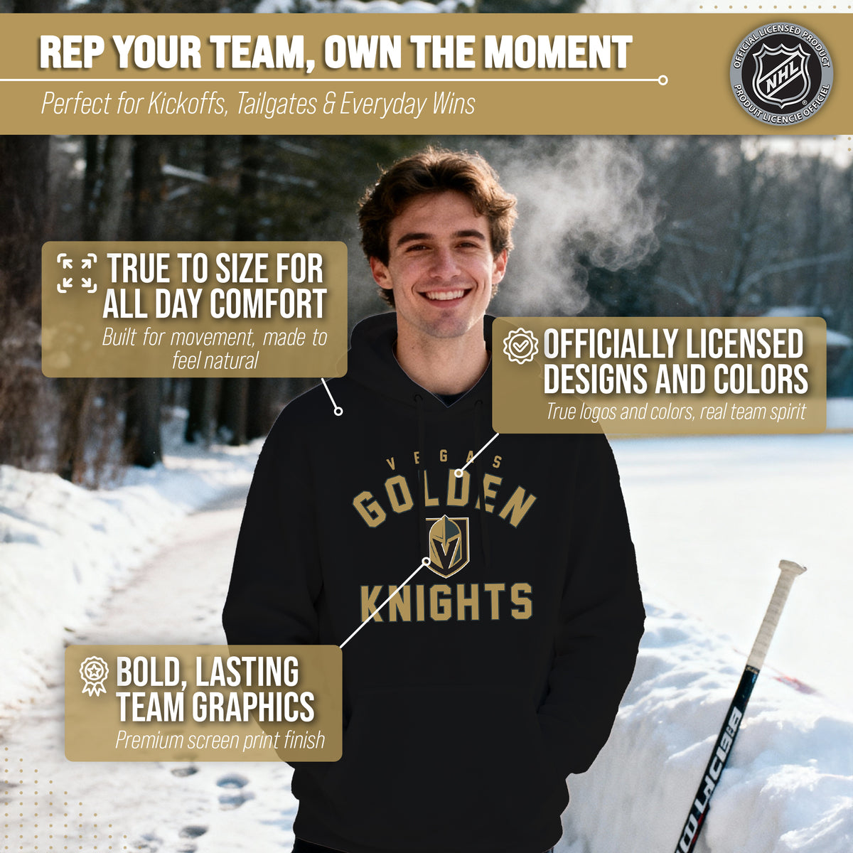 Vegas Golden Knights Hoodie Pullover Sweatshirt - Black