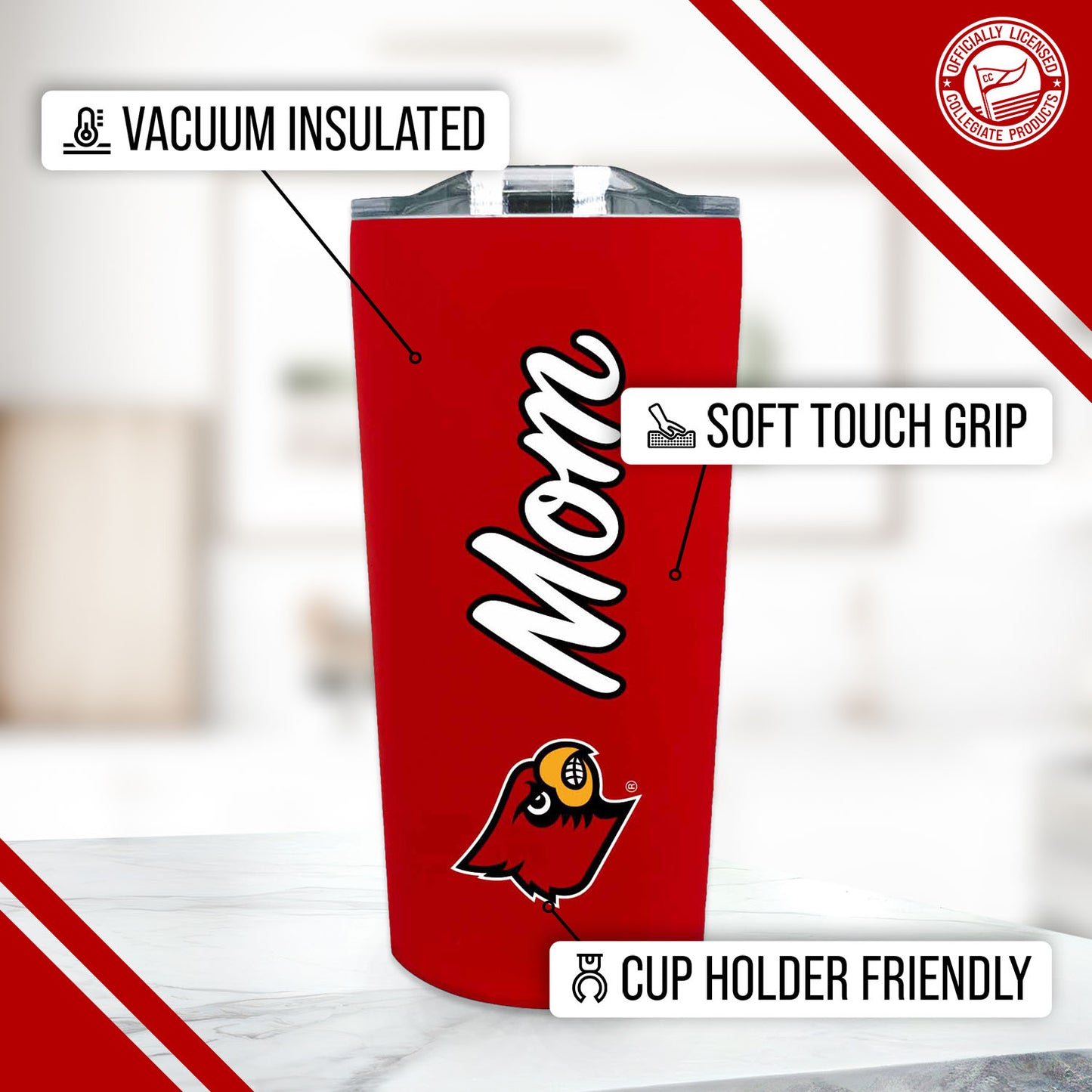 Louisville Cardinals Mom Stainless Steel Tumbler - Red