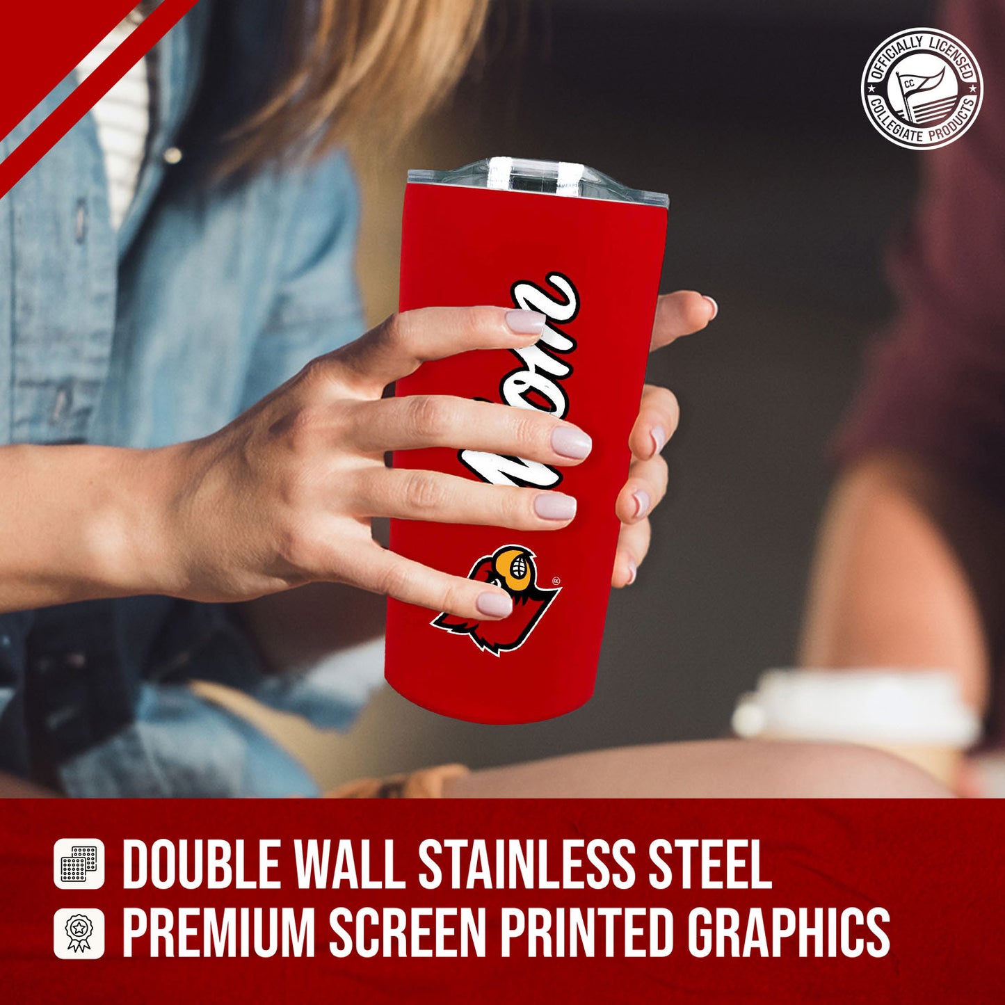 Louisville Cardinals Mom Stainless Steel Tumbler - Red