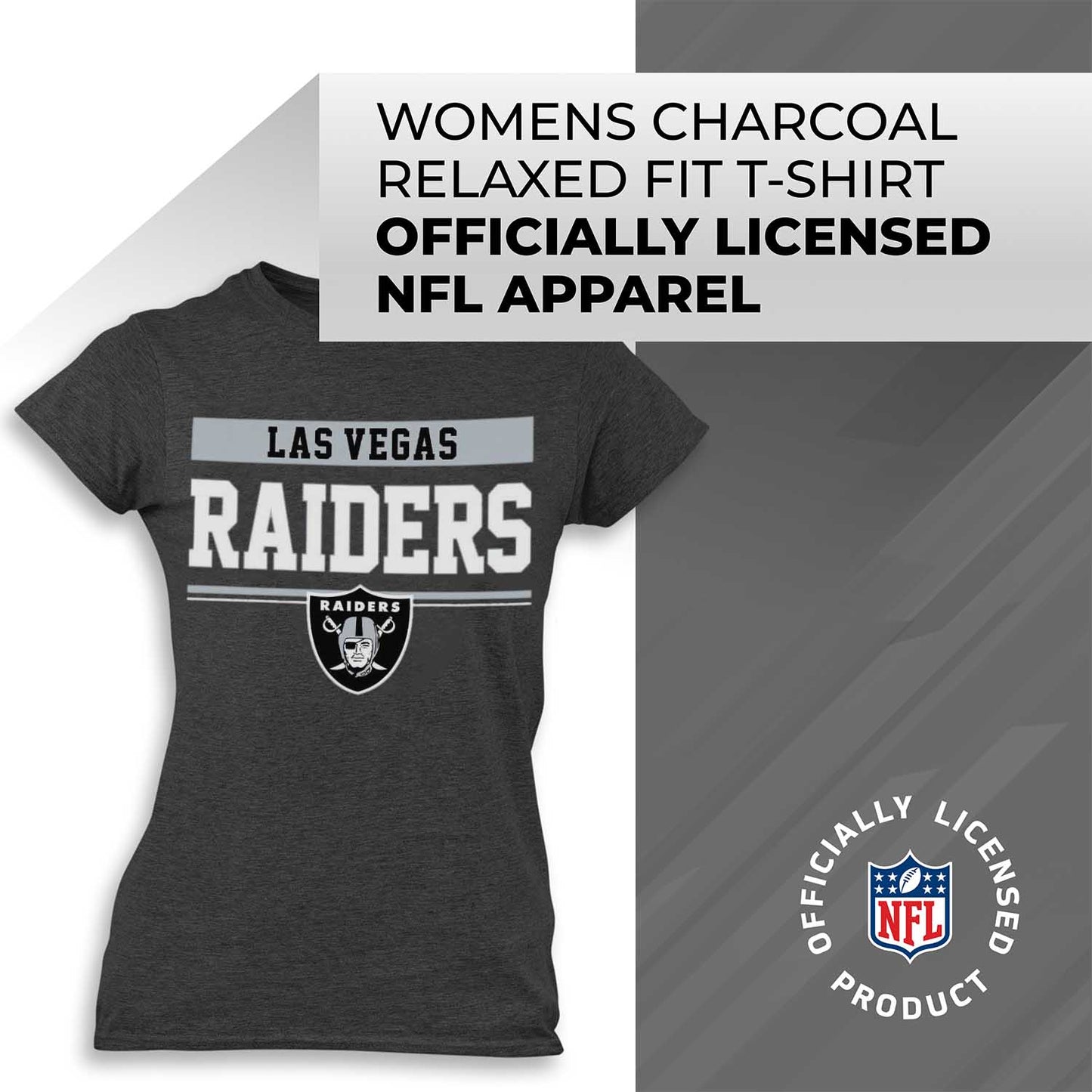 Las Vegas Raiders NFL Women's Team Block Plus Sized Relaxed Fit T-Shirt - Charcoal