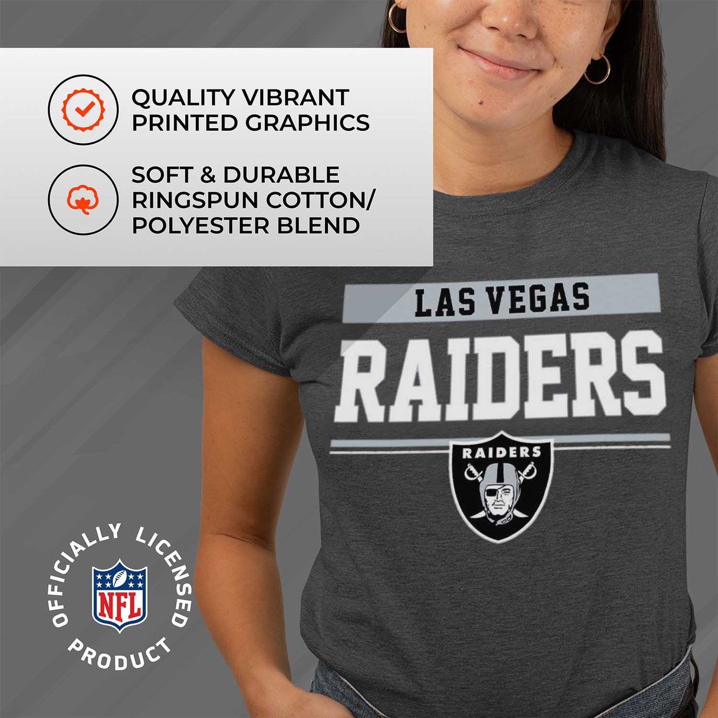 Las Vegas Raiders NFL Women's Team Block Plus Sized Relaxed Fit T-Shirt - Charcoal