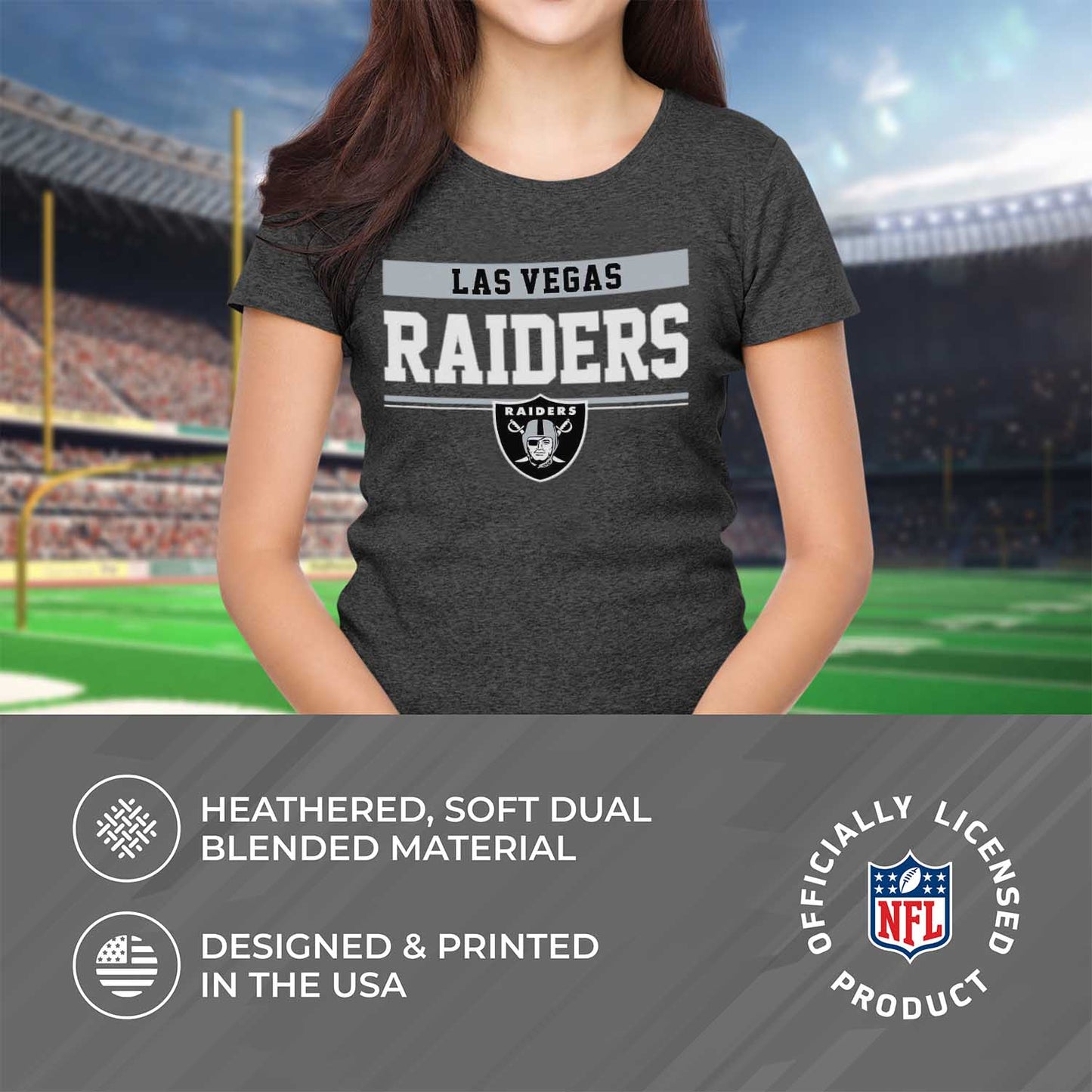 Las Vegas Raiders NFL Women's Team Block Plus Sized Relaxed Fit T-Shirt - Charcoal
